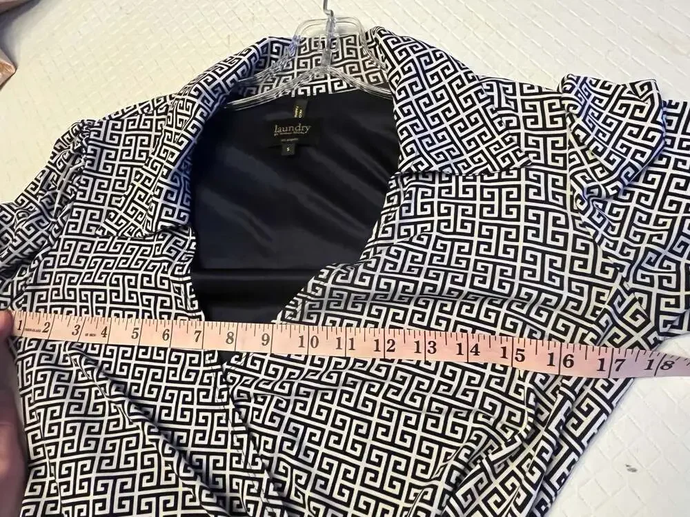 Laundry by Shelli Segal Greek Key Print Wrap Dress Size S career office modest - Picture 5 of 7